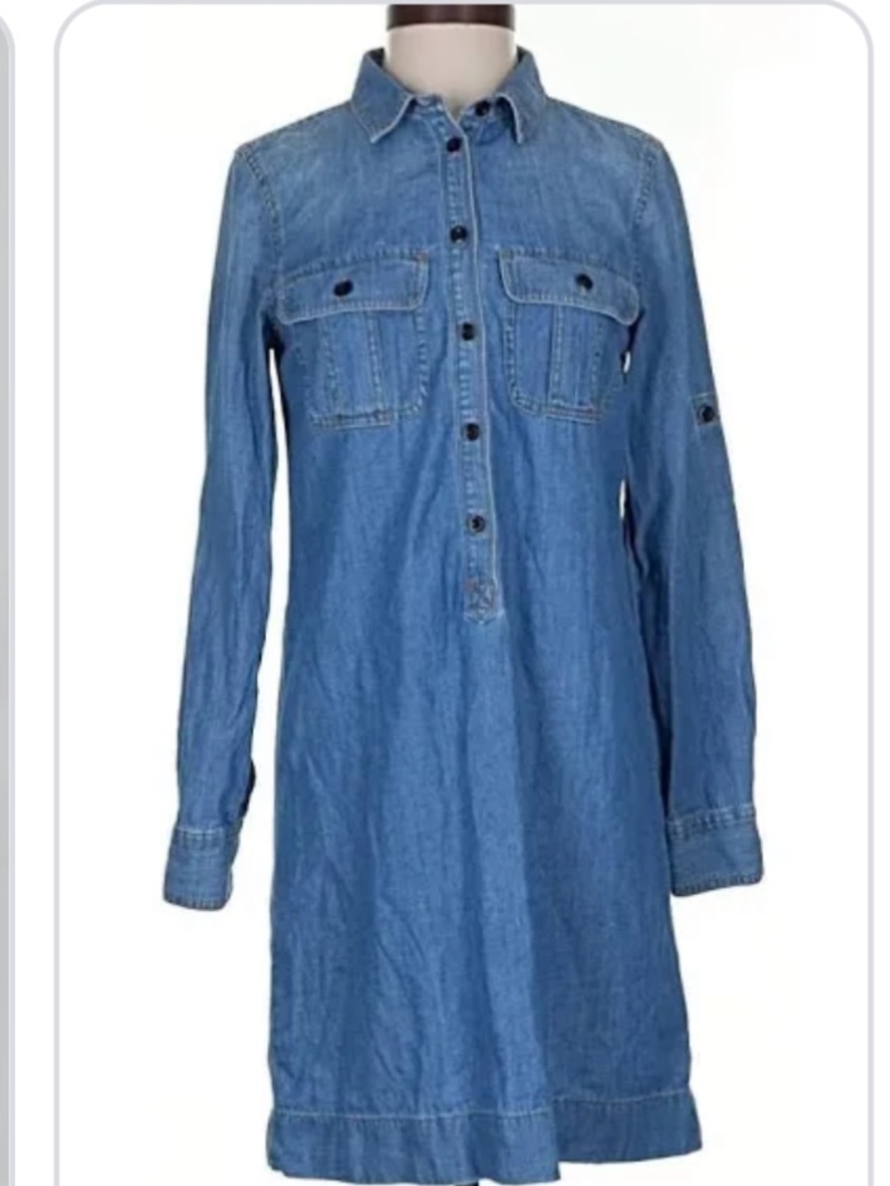 J Crew Women’s Blue Denim Shirt Dress Sz Lg
